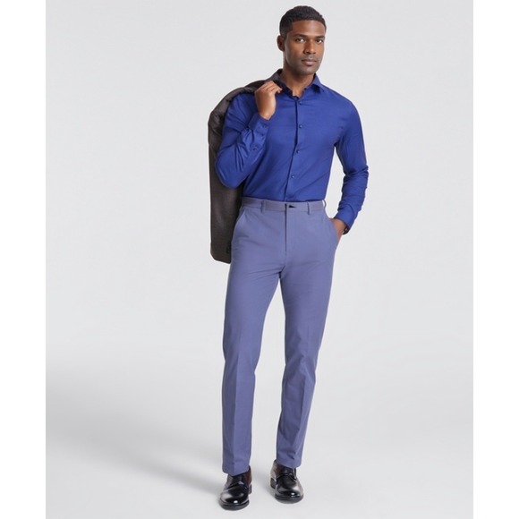 Michael Kors Pants Mens 38x30 Ash Blue Dress Pants Cotton Blend Flat Front NWT - Picture 1 of 9